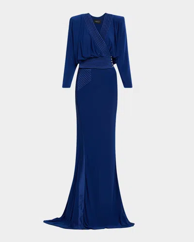 Zhivago I'm Her Man Jersey Drop-sleeve Gown In Blue