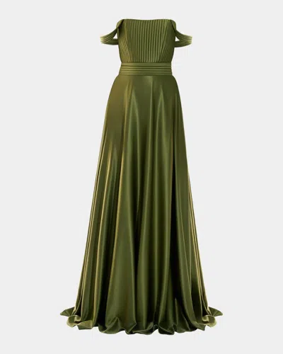 Zhivago In The Night Off-shoulder Gown In Green