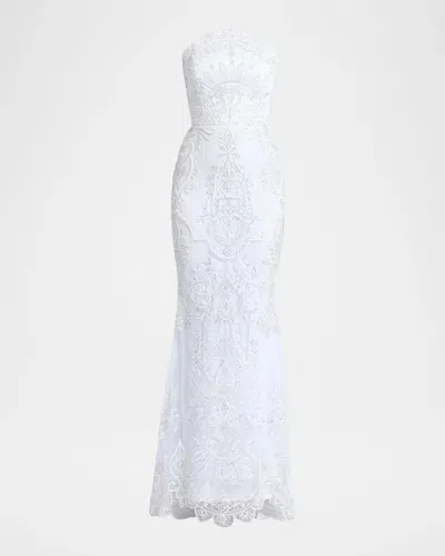 Zhivago Ithaca Lace Strapless Gown In White