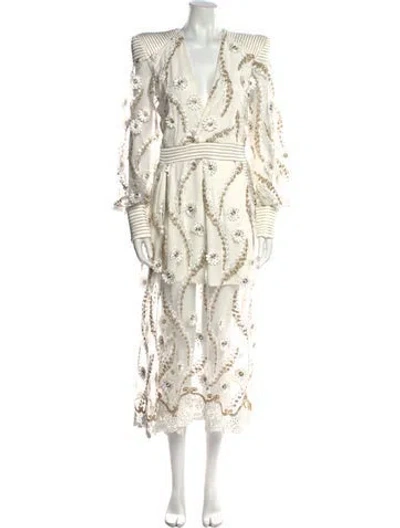 Pre-owned Zhivago Lace Midi Length Dress In Neutral