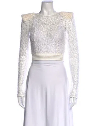 Pre-owned Zhivago Lace Pattern Crew Neck Top W/ Tags In White