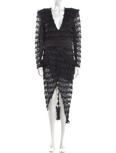 Pre-owned Zhivago Lace Pattern Long Dress In Black