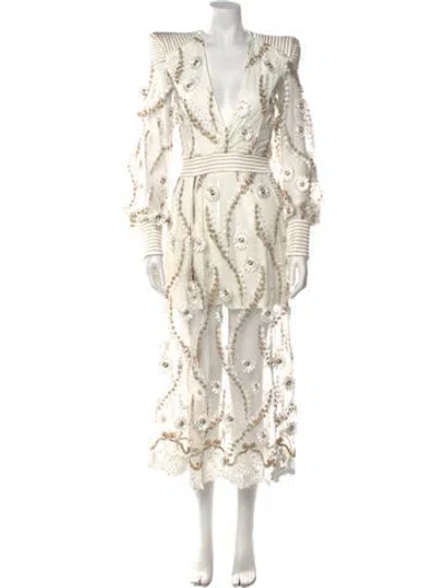 Pre-owned Zhivago Lace Pattern Long Dress In Multi