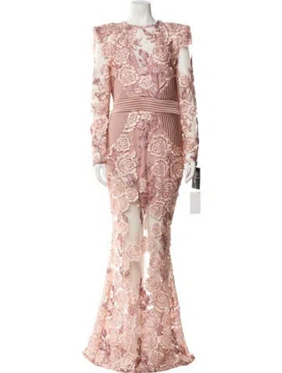 Pre-owned Zhivago Lace Pattern Long Dress In Pink