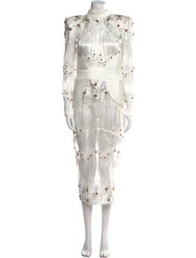 Pre-owned Zhivago Lace Pattern Long Dress In White