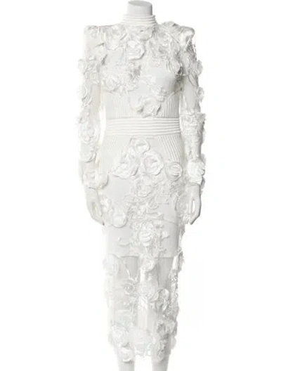 Pre-owned Zhivago Lace Pattern Long Dress In White