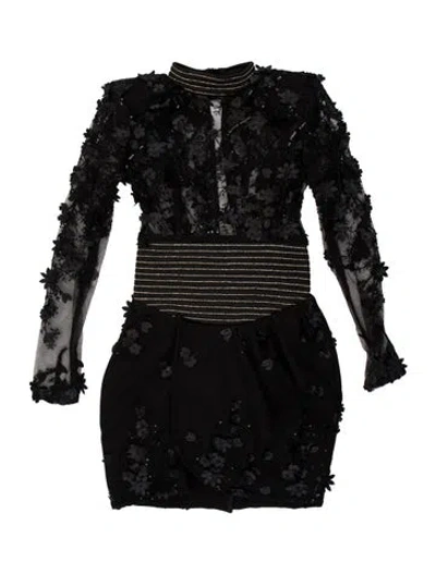 Pre-owned Zhivago Lace Pattern Mini Dress In Black