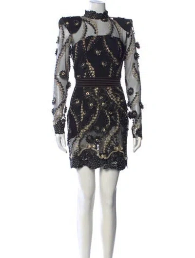 Pre-owned Zhivago Lace Pattern Mini Dress In Black