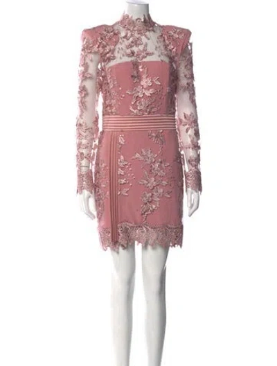 Pre-owned Zhivago Lace Pattern Mini Dress In Pink