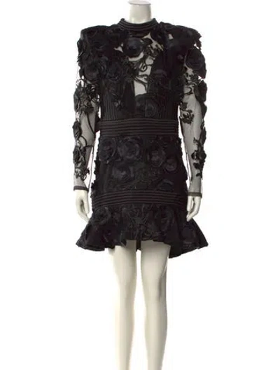 Pre-owned Zhivago Lace Pattern Mini Dress W/ Tags In Black
