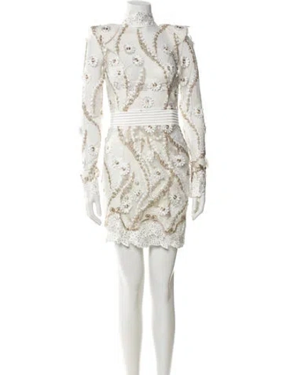 Pre-owned Zhivago Lace Pattern Mini Dress W/ Tags In White