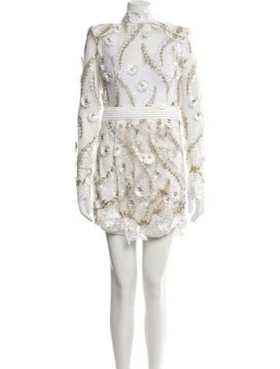 Pre-owned Zhivago Lace Pattern Mini Dress W/ Tags In White