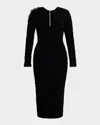 Zhivago Lustris Embellished-shoulder Jersey Midi Dress In Black