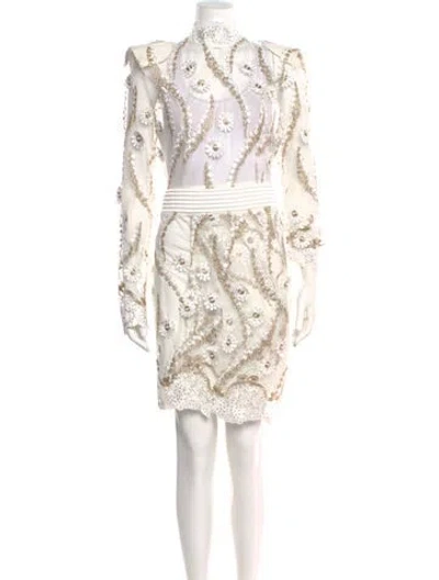 Pre-owned Zhivago Mesh Mini Dress In Metallic/neutrals