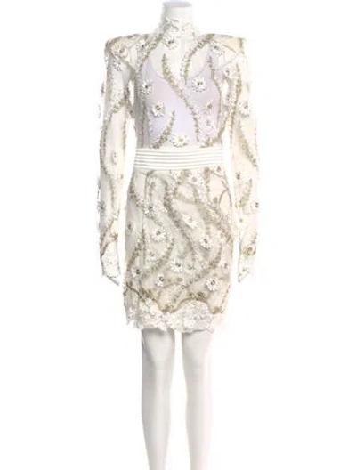 Pre-owned Zhivago Mesh Mini Dress In Metallic/neutrals