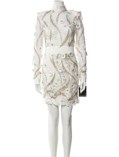 Pre-owned Zhivago Mesh Mini Dress In Metallic/white