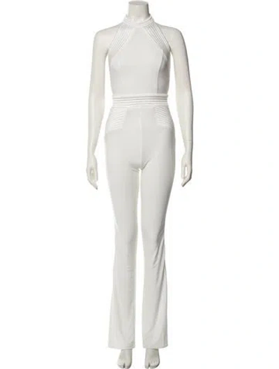 Pre-owned Zhivago Mock Neck Jumpsuit In White