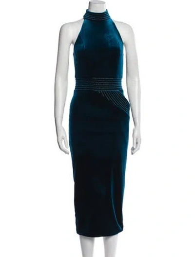 Pre-owned Zhivago Mock Neck Long Dress In Blue