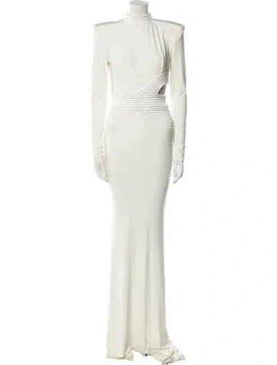 Pre-owned Zhivago Mock Neck Long Dress In Neutral