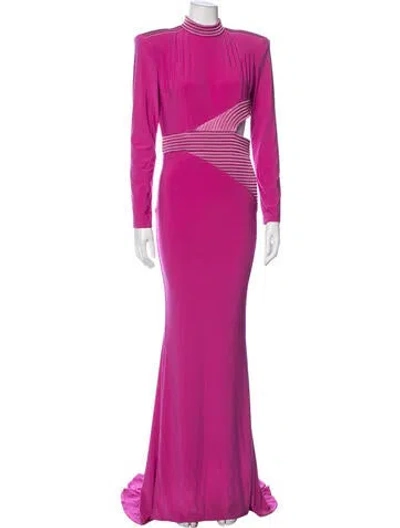 Pre-owned Zhivago Mock Neck Long Dress In Pink