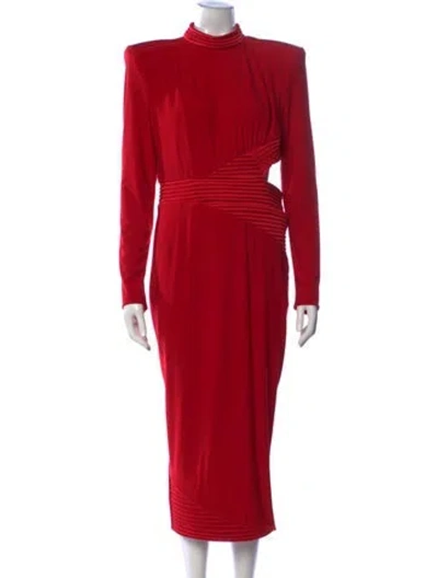 Pre-owned Zhivago Mock Neck Long Dress In Red