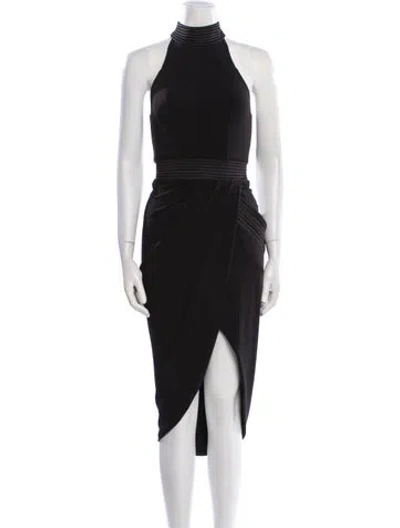 Pre-owned Zhivago Mock Neck Midi Length Dress In Black