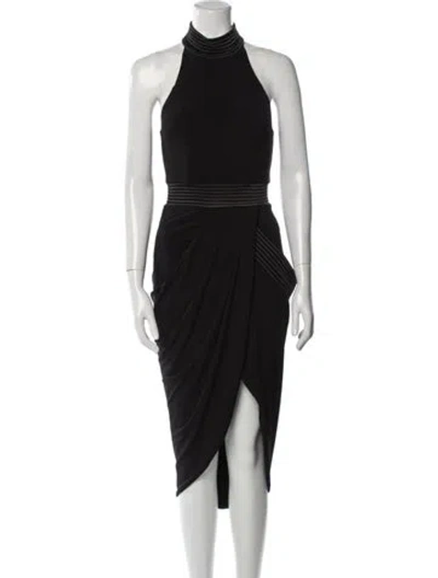 Pre-owned Zhivago Mock Neck Midi Length Dress In Black