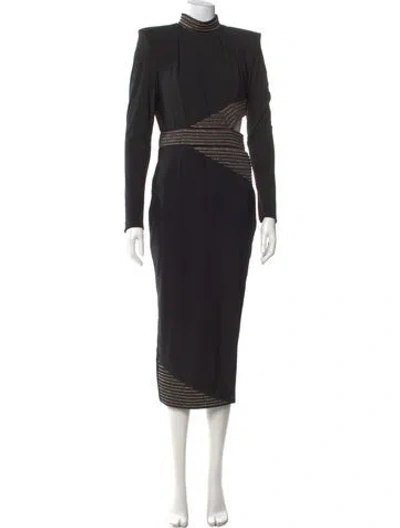 Pre-owned Zhivago Mock Neck Midi Length Dress In Black