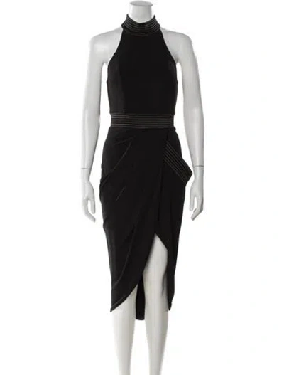 Pre-owned Zhivago Mock Neck Midi Length Dress In Black
