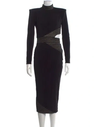Pre-owned Zhivago Mock Neck Midi Length Dress In Black