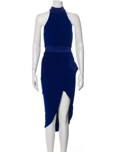 Pre-owned Zhivago Mock Neck Midi Length Dress In Blue