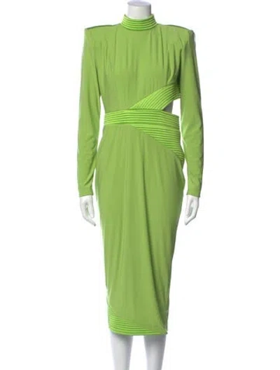 Pre-owned Zhivago Mock Neck Midi Length Dress In Green