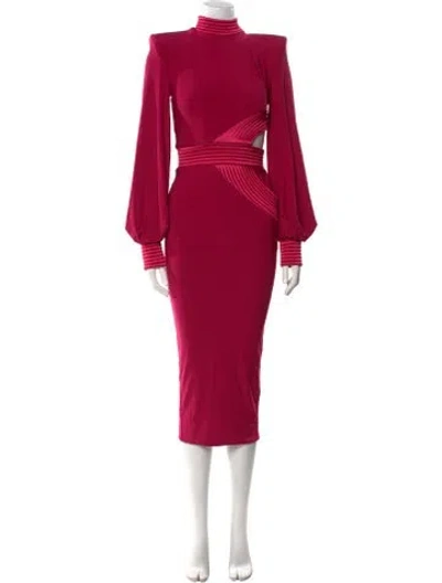 Pre-owned Zhivago Mock Neck Midi Length Dress In Pink