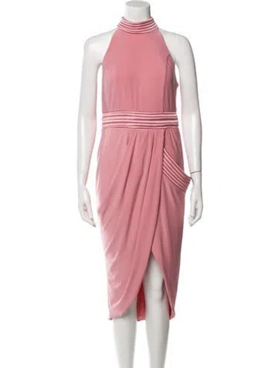 Pre-owned Zhivago Mock Neck Midi Length Dress In Pink