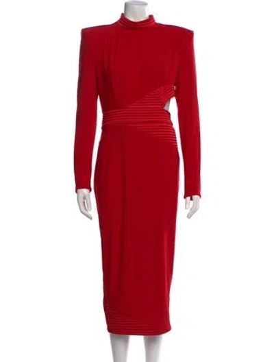 Pre-owned Zhivago Mock Neck Midi Length Dress In Red