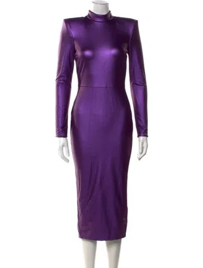 Pre-owned Zhivago Mock Neck Midi Length Dress W/ Tags In Metallic/purple
