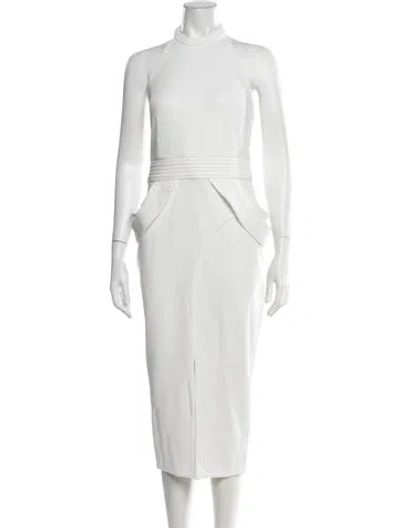Pre-owned Zhivago Mock Neck Midi Length Dress W/ Tags In White