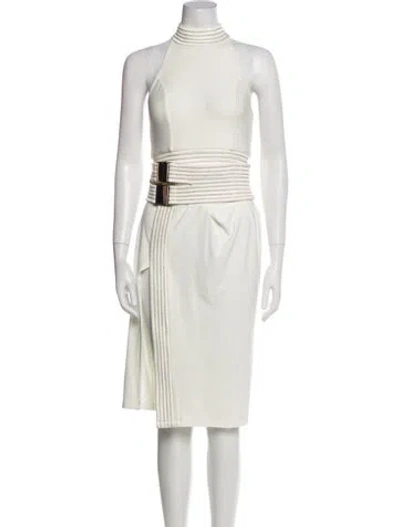 Pre-owned Zhivago Mock Neck Midi Length Dress In White
