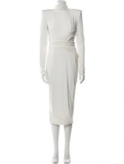 Pre-owned Zhivago Mock Neck Midi Length Dress In White