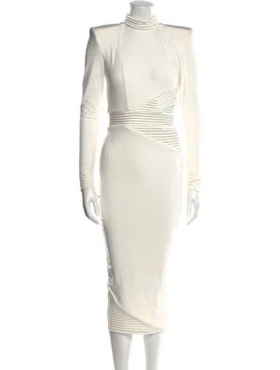 Pre-owned Zhivago Mock Neck Midi Length Dress In White