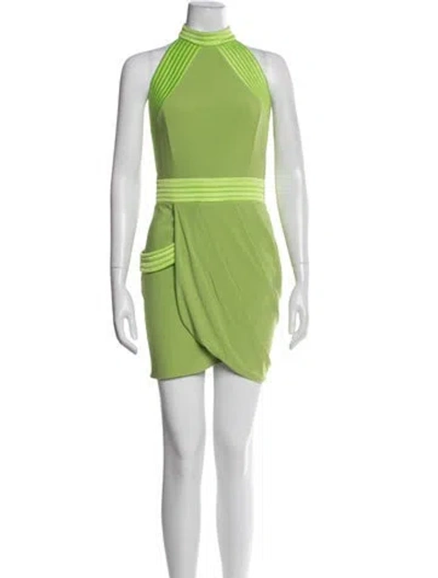 Pre-owned Zhivago Mock Neck Mini Dress In Green