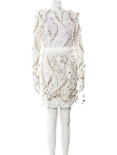 Pre-owned Zhivago Mock Neck Mini Dress W/ Tags In White