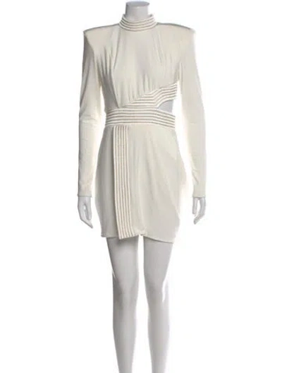 Pre-owned Zhivago Mock Neck Mini Dress In White
