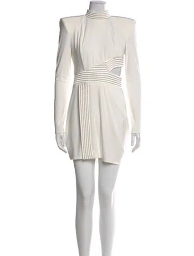 Pre-owned Zhivago Mock Neck Mini Dress In White