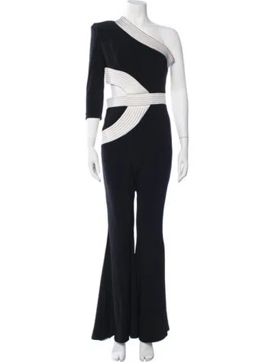 Pre-owned Zhivago One-shoulder Jumpsuit In Black/blue