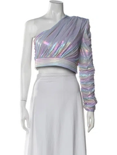 Pre-owned Zhivago One-shoulder Long Sleeve Crop Top W/ Tags In Multicolor