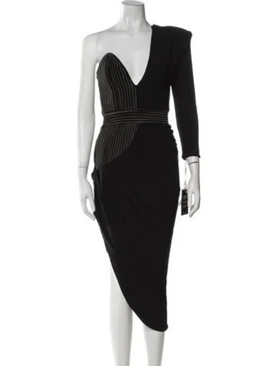 Pre-owned Zhivago One-shoulder Midi Length Dress W/ Tags In Black