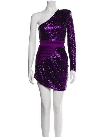 Pre-owned Zhivago One-shoulder Mini Dress In Purple