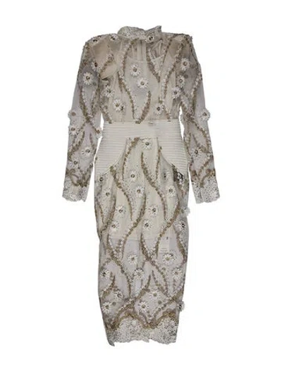 Pre-owned Zhivago Paisley Print Midi Length Dress In White