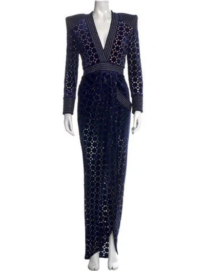 Pre-owned Zhivago Patterned Long Dress In Blue
